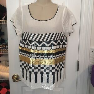 Sabine white sequin top- medium